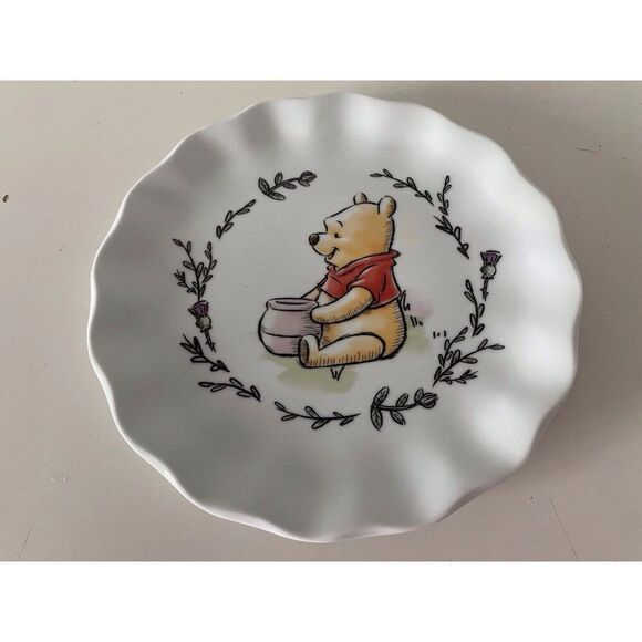 Disney Winnie The Pooh Walk Along Scalloped Dinner Ceramic Plate 10 3/4" NEW - Picture 1 of 9